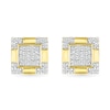Thumbnail Image 2 of 1/6 CT. T.W. Square-Shaped Multi-Diamond Frame Four-Corner Trio Accent Stud Earrings in 10K Gold