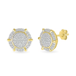 1/2 CT. T.W. Multi-Diamond Frame Ship's Wheel-Style Stud Earrings in 10K Gold