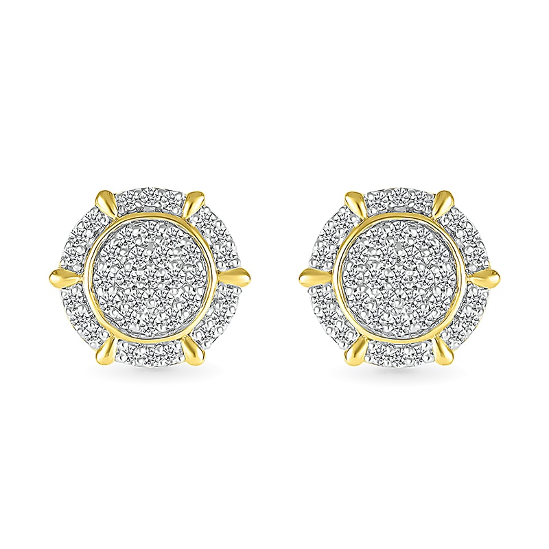 Main Image 2 of 1/2 CT. T.W. Multi-Diamond Frame Ship's Wheel-Style Stud Earrings in 10K Gold