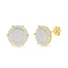 Thumbnail Image 1 of Men's 1/2 CT. T.W. Multi-Diamond Frame Ship's Wheel-Style Stud Earrings in 10K Gold