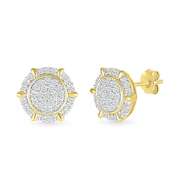 1/2 CT. T.W. Multi-Diamond Frame Ship's Wheel-Style Stud Earrings in 10K Gold