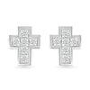 Thumbnail Image 2 of 1/2 CT. T.W. Diamond Mini Cross Stud Earrings in 10K White Gold