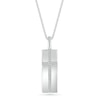 Thumbnail Image 1 of Men's 1/5 CT. T.W. Diamond Cross Narrow Dog Tag Pendant in Sterling Silver - 22"