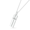 Thumbnail Image 2 of Men's 1/5 CT. T.W. Diamond Cross Narrow Dog Tag Pendant in Sterling Silver - 22"
