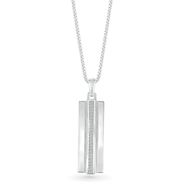 Men's 1/10 CT. T.W. Diamond Linear Ribbon Accent Three-Dimensional Vertical Bar Pendant in Sterling Silver - 22"