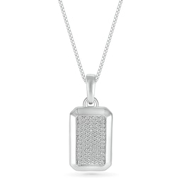 Men's 1/4 CT. T.W. Diamond Three-Dimensional Frame Dog Tag Pendant in Sterling Silver - 22"