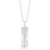 Thumbnail Image 1 of Men's 1/10 CT. T.W. Diamond Linear Ribbon Accent Three-Dimensional Vertical Bar Pendant in Sterling Silver - 22"