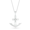 Thumbnail Image 0 of Men's 1/10 CT. T.W. Diamond Mini Cross Anchor Pendant in Sterling Silver - 22"