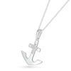 Thumbnail Image 1 of Men's 1/10 CT. T.W. Diamond Mini Cross Anchor Pendant in Sterling Silver - 22"