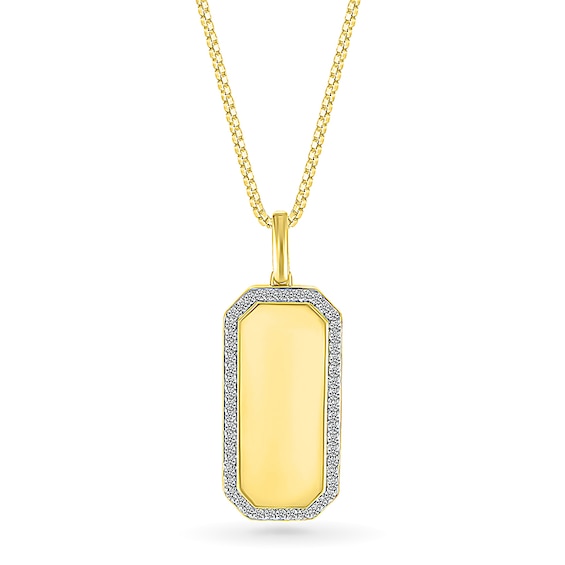 Men's 1/2 CT. T.W. Diamond Octagon-Shaped Frame Dog Tag Pendant in 10K Gold - 22"