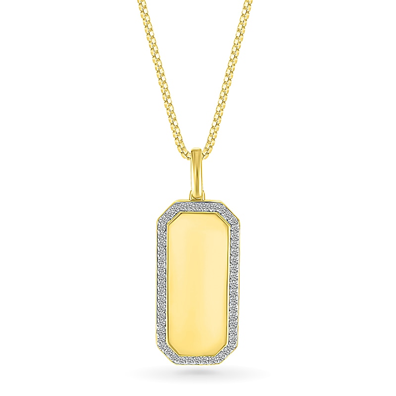 Main Image 1 of Men's 1/2 CT. T.W. Diamond Octagon-Shaped Frame Dog Tag Pendant in 10K Gold - 22"