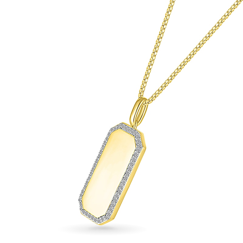 Main Image 2 of Men's 1/2 CT. T.W. Diamond Octagon-Shaped Frame Dog Tag Pendant in 10K Gold - 22"
