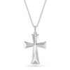 Thumbnail Image 1 of Men's 1/8 CT. T.W. Diamond Three-Dimensional Pyramid-Style Flared Cross Pendant in 10K White Gold - 22"