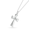 Thumbnail Image 2 of Men's 1/8 CT. T.W. Diamond Three-Dimensional Pyramid-Style Flared Cross Pendant in 10K White Gold - 22"