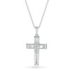 Thumbnail Image 1 of Men's 1/20 CT. T.W. Diamond Inlay Three-Dimensional Double Cross Pendant in 10K White Gold - 22"