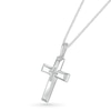 Thumbnail Image 2 of Men's 1/20 CT. T.W. Diamond Inlay Three-Dimensional Double Cross Pendant in 10K White Gold - 22"