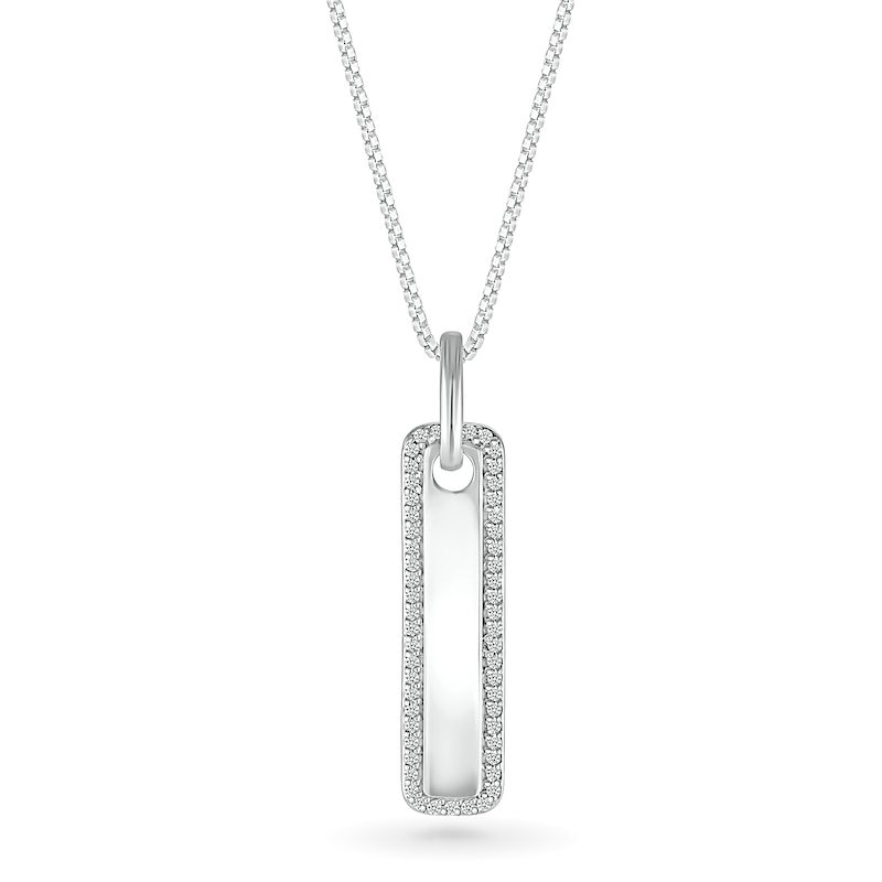 Men's 1/5 CT. T.W. Diamond Frame Rounded Vertical Bar Pendant in 10K ...