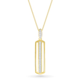 Men's 1/6 CT. T.W. Diamond Linear Ribbon Triple Row Open Vertical Bar Drop Pendant in 10K Gold - 22"