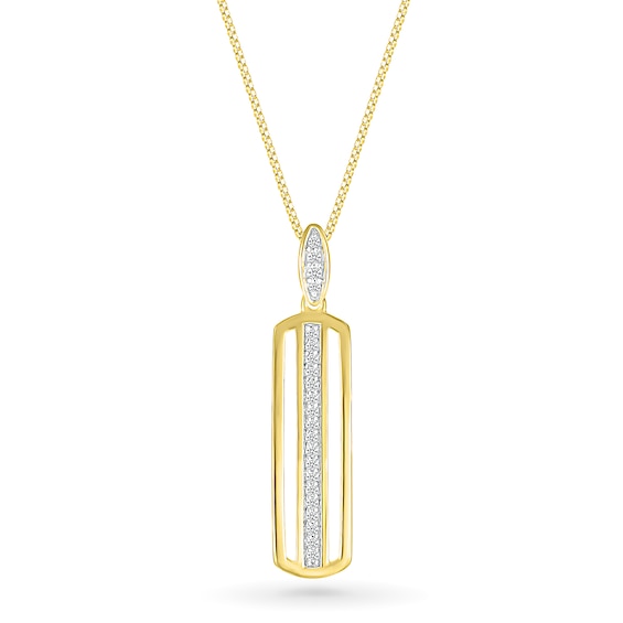 Men's 1/6 CT. T.w. Diamond Linear Ribbon Triple Row Open Vertical Bar Drop Pendant in 10K Gold - 22"