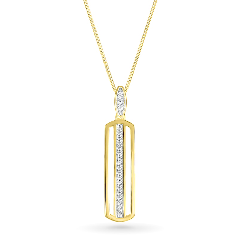 Main Image 1 of Men's 1/6 CT. T.W. Diamond Linear Ribbon Triple Row Open Vertical Bar Drop Pendant in 10K Gold - 22"