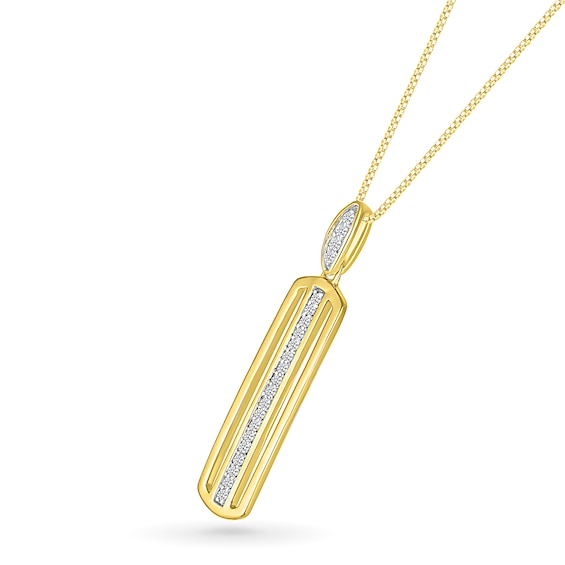 Men's 1/6 CT. T.w. Diamond Linear Ribbon Triple Row Open Vertical Bar Drop Pendant in 10K Gold - 22"