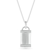 Thumbnail Image 0 of Men's 1/20 CT. T.W. Diamond Border Padlock-Style Dog Tag Pendant in 10K White Gold - 22"