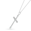 Thumbnail Image 2 of Men's 1/5 CT. T.W. Quad Diamond Tri-Tip Cross Pendant in 10K White Gold - 22"