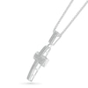 Thumbnail Image 2 of Men's 1/3 CT. T.W. Diamond Double Row Layered Cross Drop Pendant in 10K White Gold - 22"
