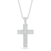 Thumbnail Image 0 of Men's 1/2 CT. T.W. Diamond Divided Cross Pendant in 10K White Gold - 22"