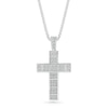 Thumbnail Image 1 of Men's 1/2 CT. T.W. Diamond Divided Cross Pendant in 10K White Gold - 22"