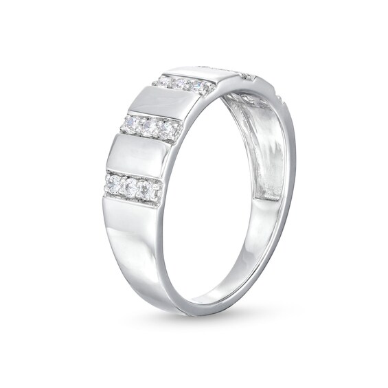 1/4 CT. T.w. Diamond Trio Linear Row Band in 10K White Gold