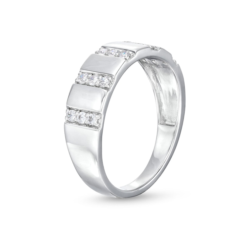 Main Image 3 of 1/4 CT. T.W. Diamond Trio Linear Row Band in 10K White Gold