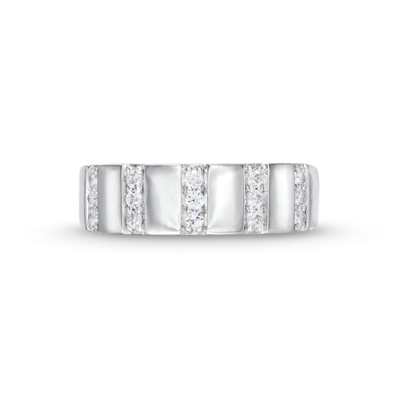 1/4 CT. T.w. Diamond Trio Linear Row Band in 10K White Gold