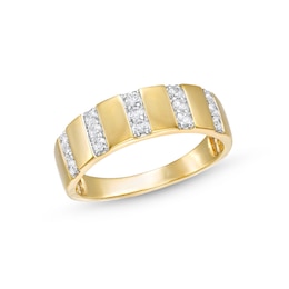 1/4 CT. T.W. Diamond Trio Linear Row Band in 10K Gold