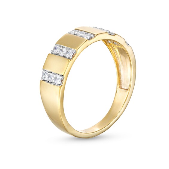 1/4 CT. T.w. Diamond Trio Linear Row Band in 10K Gold
