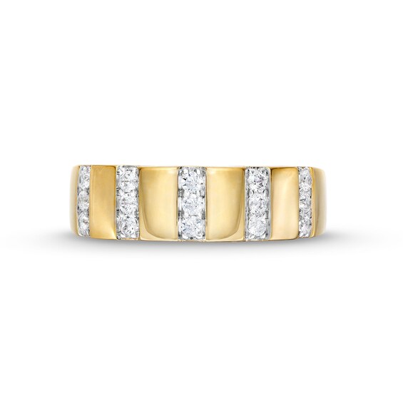 1/4 CT. T.w. Diamond Trio Linear Row Band in 10K Gold