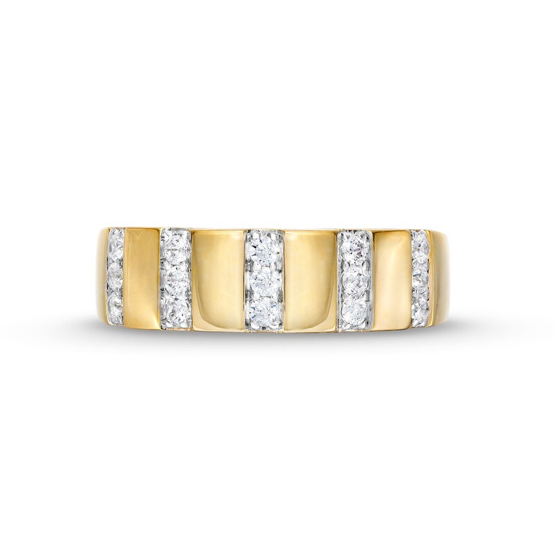 Main Image 4 of 1/4 CT. T.W. Diamond Trio Linear Row Band in 10K Gold