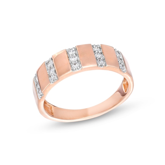 1/4 CT. T.w. Diamond Trio Linear Row Band in 10K Rose Gold