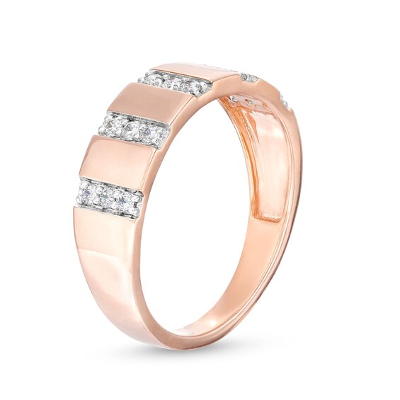 1/4 CT. T.w. Diamond Trio Linear Row Band in 10K Rose Gold