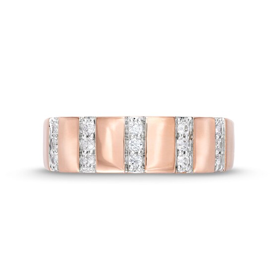1/4 CT. T.w. Diamond Trio Linear Row Band in 10K Rose Gold