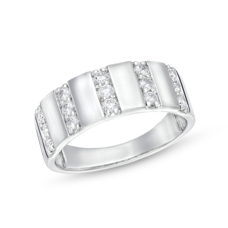 Main Image 1 of 1/2 CT. T.W. Diamond Trio Linear Row Band in 10K White Gold