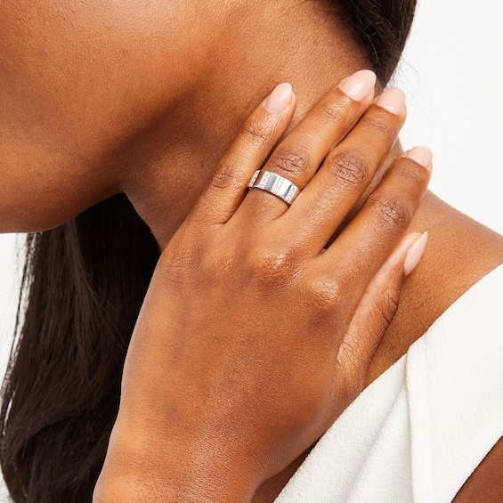 1/2 CT. T.w. Diamond Trio Linear Row Band in 10K White Gold