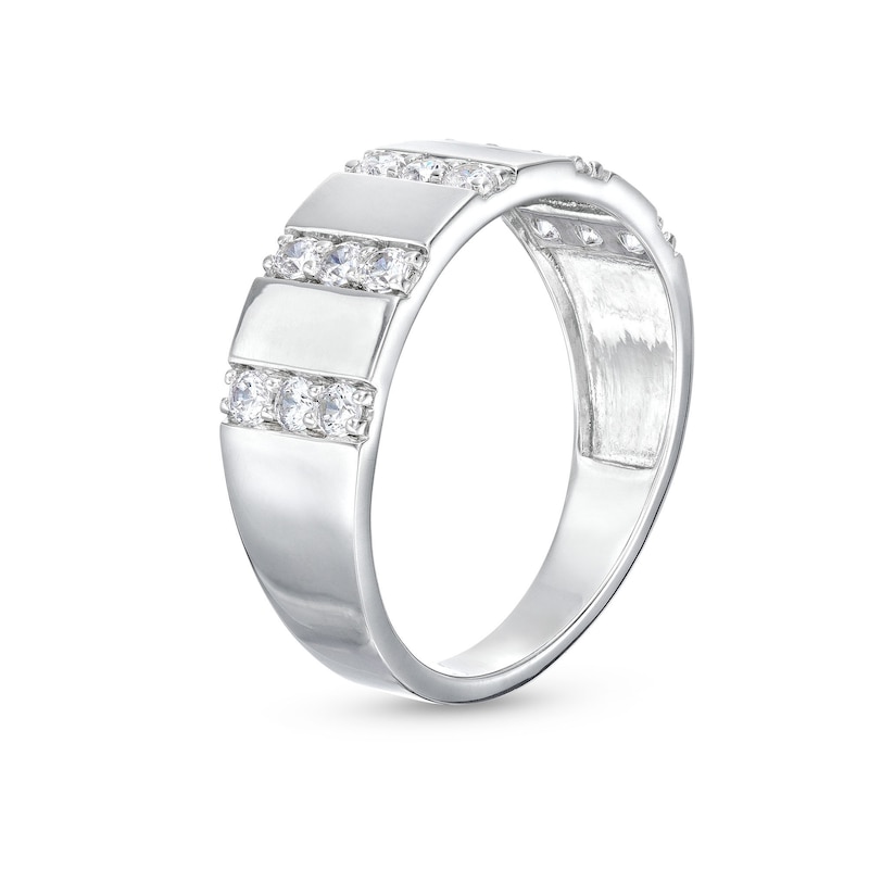 Main Image 3 of 1/2 CT. T.W. Diamond Trio Linear Row Band in 10K White Gold