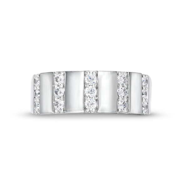 1/2 CT. T.w. Diamond Trio Linear Row Band in 10K White Gold