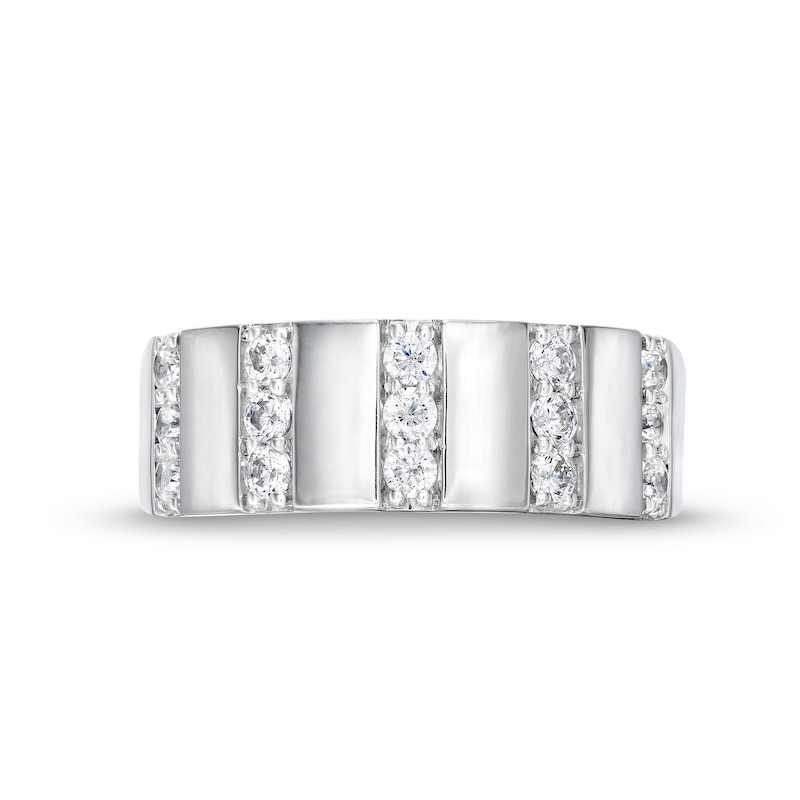 Main Image 4 of 1/2 CT. T.W. Diamond Trio Linear Row Band in 10K White Gold