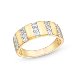 1/2 CT. T.W. Diamond Trio Linear Row Band in 10K Gold