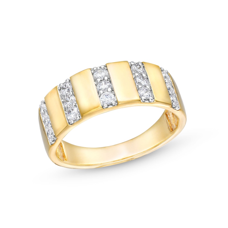 Main Image 1 of 1/2 CT. T.W. Diamond Trio Linear Row Band in 10K Gold