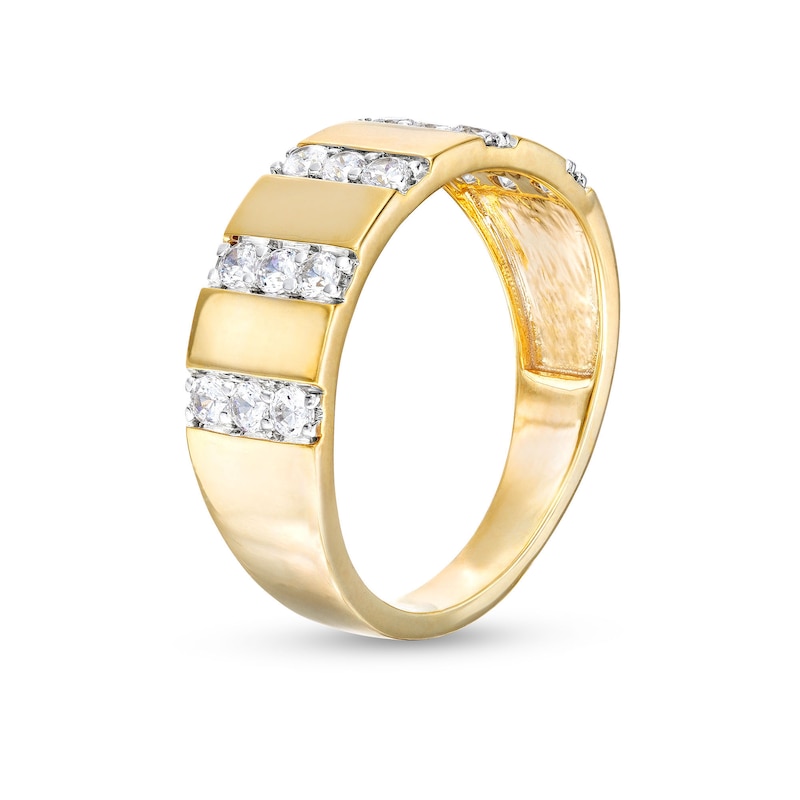 Main Image 3 of 1/2 CT. T.W. Diamond Trio Linear Row Band in 10K Gold