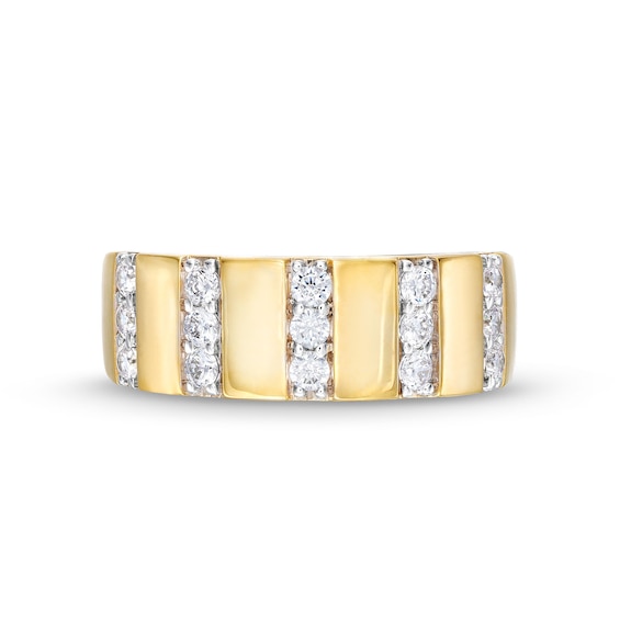 1/2 CT. T.w. Diamond Trio Linear Row Band in 10K Gold