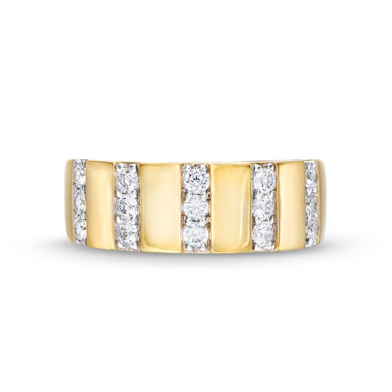 Main Image 4 of 1/2 CT. T.W. Diamond Trio Linear Row Band in 10K Gold